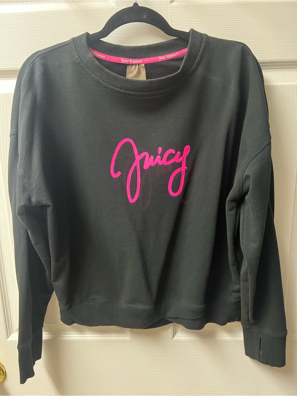 Juicy Couture Black Sweatshirt with Hot Pink Script Logo